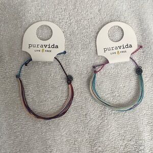 NWT New Pura Vida Live Free Pastel + Boho Rodeo Drawstring Bracelets Set of 2